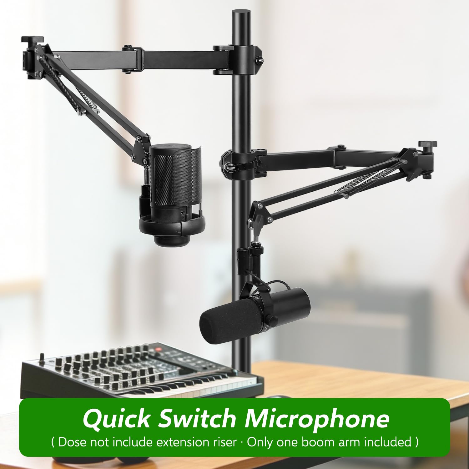 Accesorio de micrófono para brazo auge, accesorio de micrófono de escritorio adicional para micrófono elevador, brazo de micrófono para Shure SM7B Blue Yeti HyperX QuadCast S y More