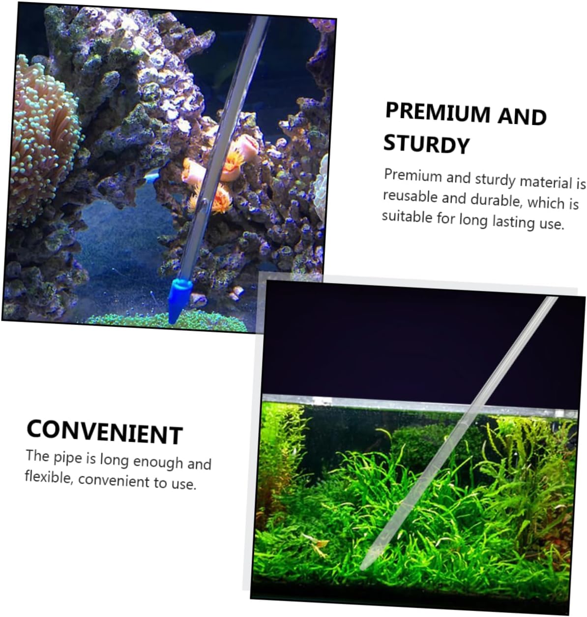 VANZACK 2pcs Aquarium Siphon Cleaner Manual Fish Tank Water Changer Compact Material for Gravel Cleanup
