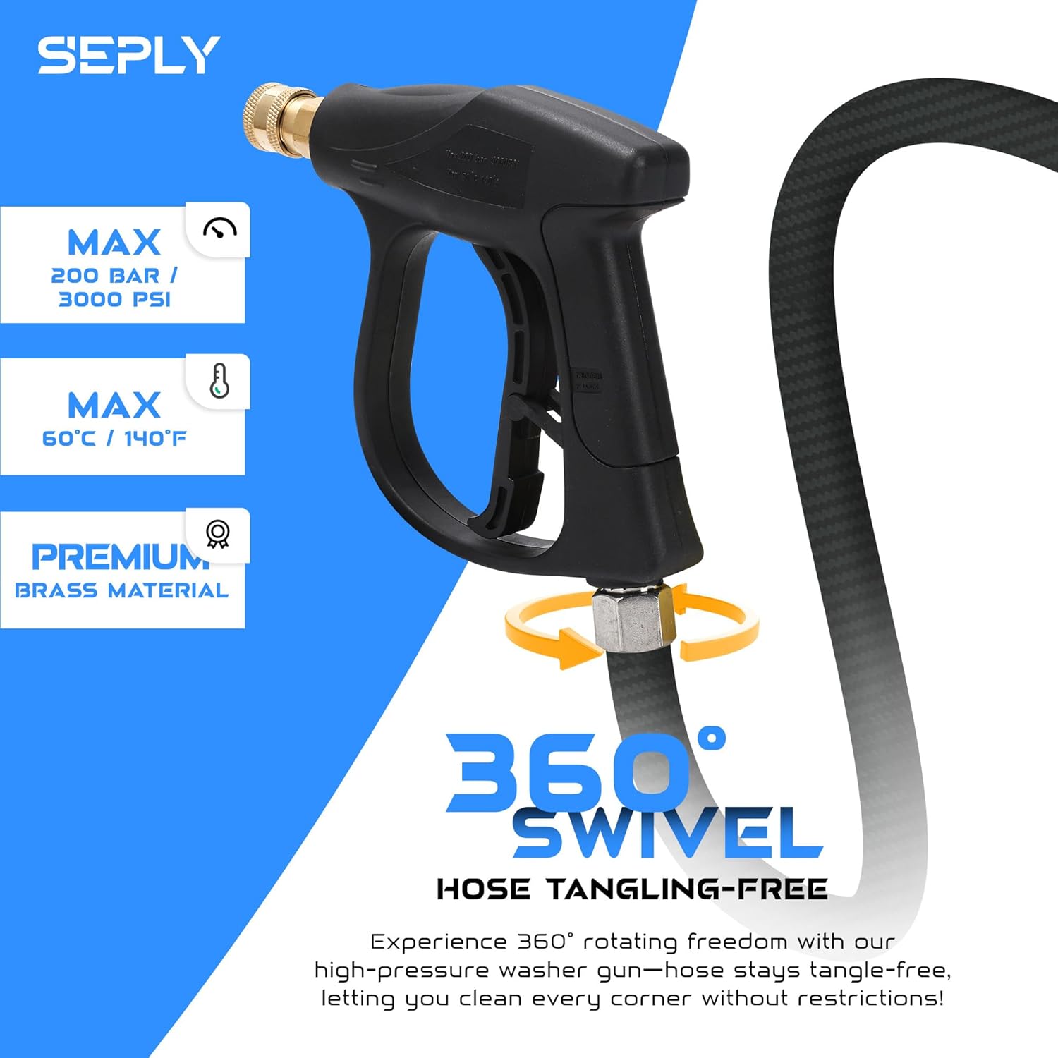Sewer Jetter Kit for Pressure Washer 100 FT, Drain Cleaner Hose with Power Washer Gun, 1/4 Inch NPT Corner, Rotating and Button Nose Sewer Jetting Nozzle,Waterproof Tape, Pearl Corsage Pin, Spanner