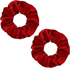 WLLHYF 2 Pcs rosa Samt Haar Scrunchies große Größe Haar Bands niedlich Seil elastische Krawatten für Mädchen Frauen Weihnachten Geschenke Armband Pferdeschwanz Halter Haarschmuck (Rot)