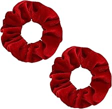 WLLHYF Pack of 2 Red Velvet Hair Scrunchies Large Size Hair Bands Cute Rope Elastic Ties for Girls Women Christmas Gifts Bracelet Ponytail Holder Hair Accessories (Red)