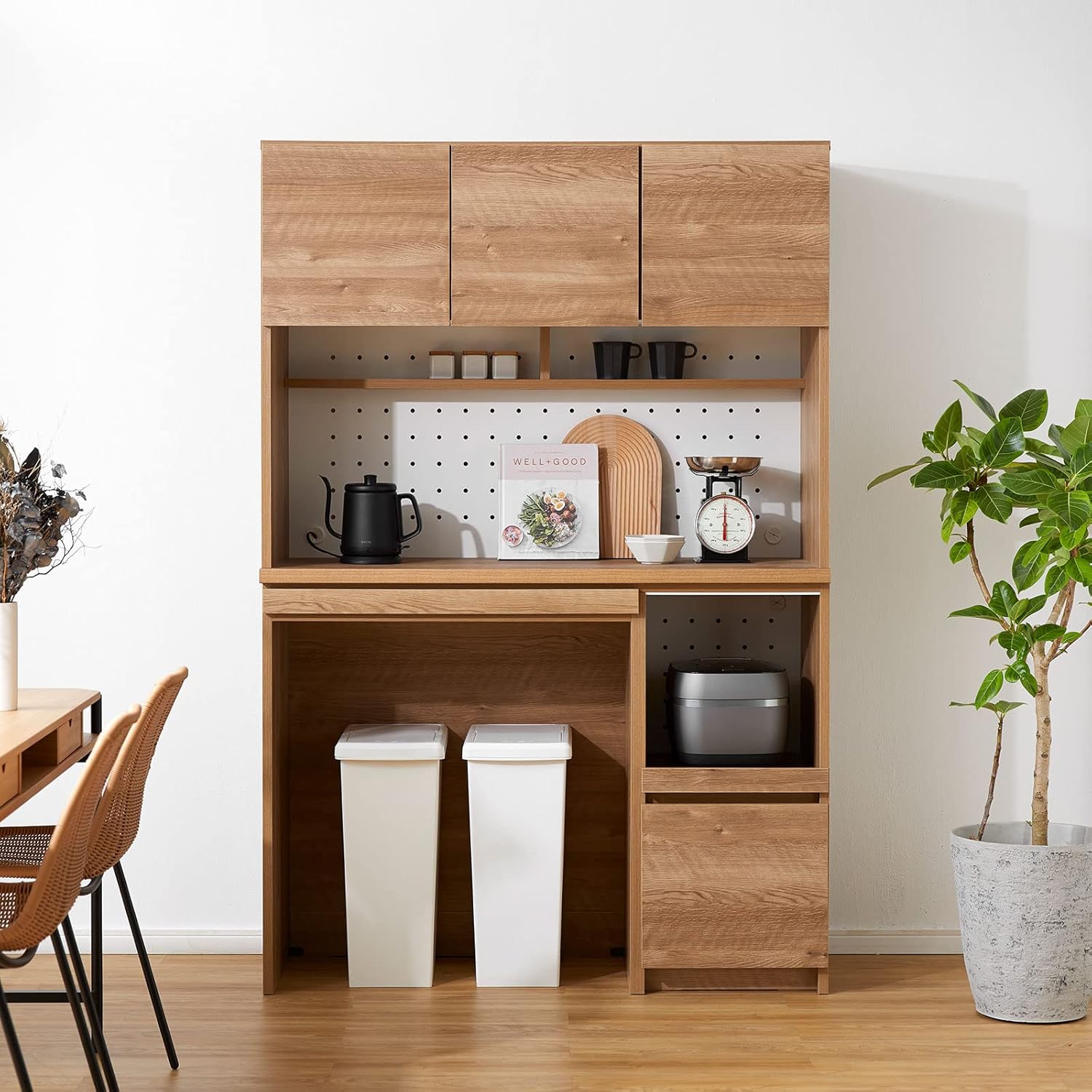 食器棚 アンティーク調 ゴミ箱収納タイプ 日本製 [幅120/134] | 【公式