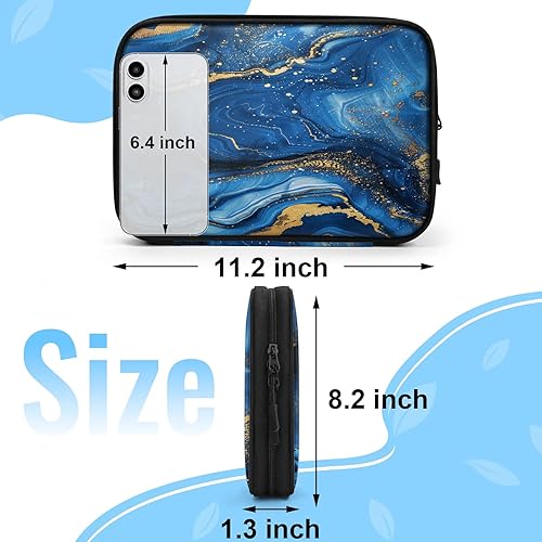 Miniatura 2 de Organizador de cables de viaje con remolinos azules de mármol, accesorios tecnológicos, bolsa de transporte, impermeable, grande, organizador de