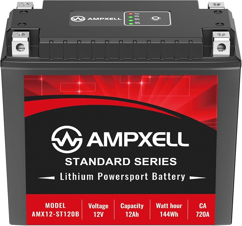 YTX20L-BS Lithium Motorcycle Battery, 12V 12Ah 720 CCA 4.8 lbs Lightweight, Powersports Replacement for ATV UTV Scooter Generator