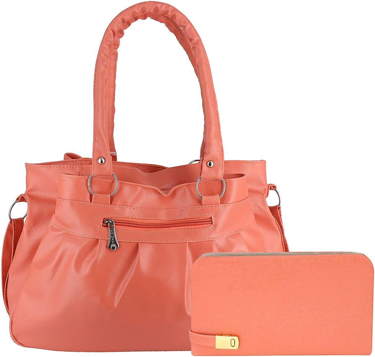 Girls' & Women's Handbag With Wallet (Set of 2) (Ssj-67-P-W_Peach)