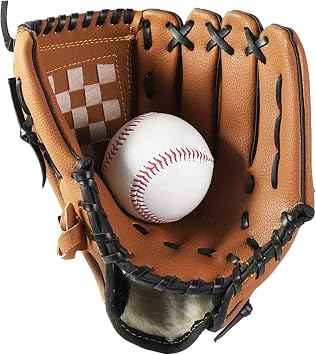 Baseball Glove Sports Batting Gloves with Baseball PU Leather Adjustable and Comfortable 10.5 inch 11.5 inch 12.5 inch Right Hand Throw, Left Hand Glove