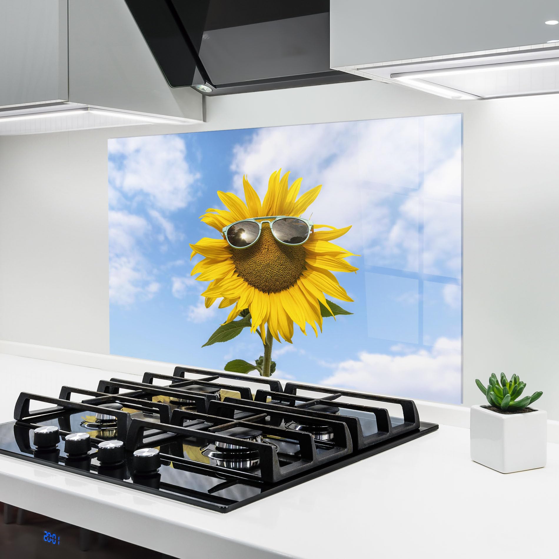 Crédence de cuisine en verre trempé ARTHUB 60x100 cm motif tournesol