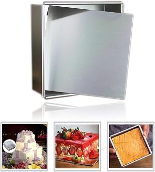 Honimered Anodized Aluminum Square Cheesecake Pan Chiffon Cake Mold Baking Mould with Removable Bottom 7 Inch x7 inch x 3 inch