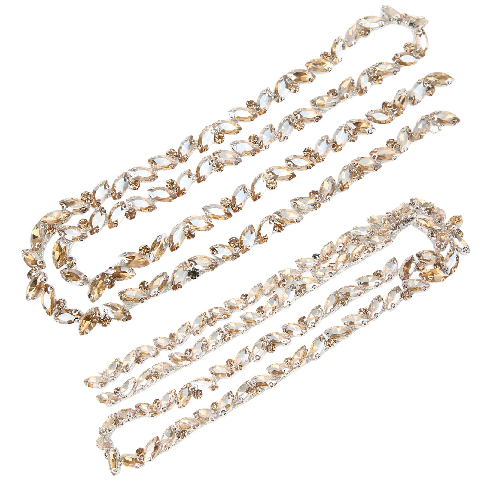 1 Metro Catena di Strass di Cristallo con Strass di Cristallo per Scarpe Fai da Te, Cintura, Borsa, Cappello, Fascia per Capelli (Spumante Oro) - Matrimonio