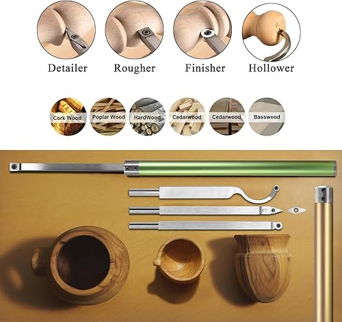 Miniatura 4 de Herramientas de torneado de madera con punta de carburo DW-6 Herramientas de torno de madera de carburo de tamaño medio, 4 piezas de acabado de
