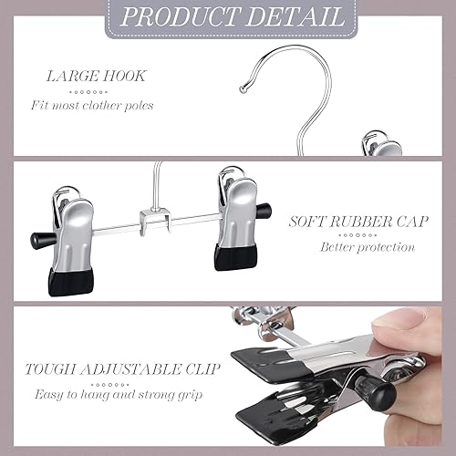 Miniatura 4 de Yinkin 30 ganchos de acero para botas con 2 clips ajustables, ganchos multifuncionales, clips portátiles para colgar, pinzas resistentes para ropa,