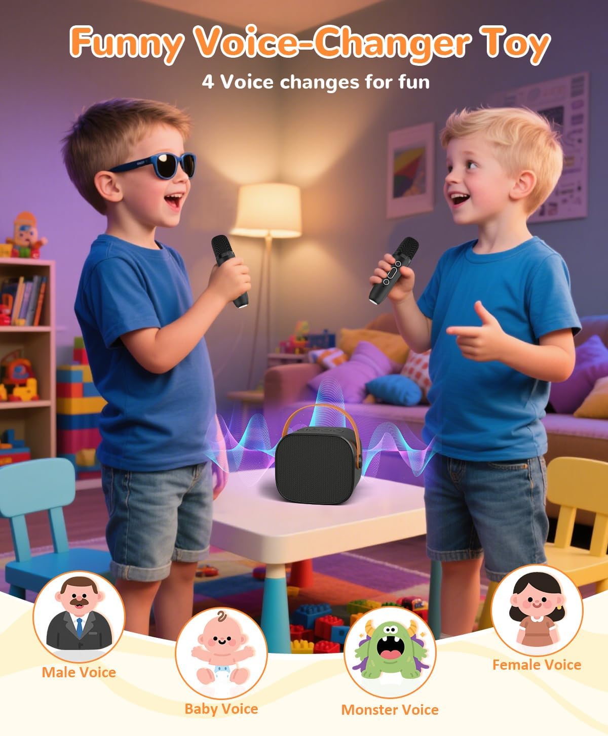 Mini Karaoke Machine for Kids Adults,Portable Bluetooth Karaoke Speaker for Adults Kids with 2 Microphones for 6 7 8 9 10 11 12 Years Old Girls Boys Gifts Toys for Christmas Birthday,Black - Image 3