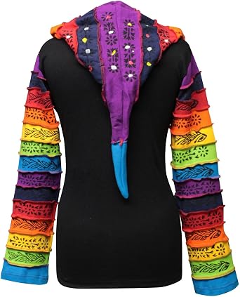 Shopoholic Fashion Women Rainbow Sleeved Flower Patch Hoodie