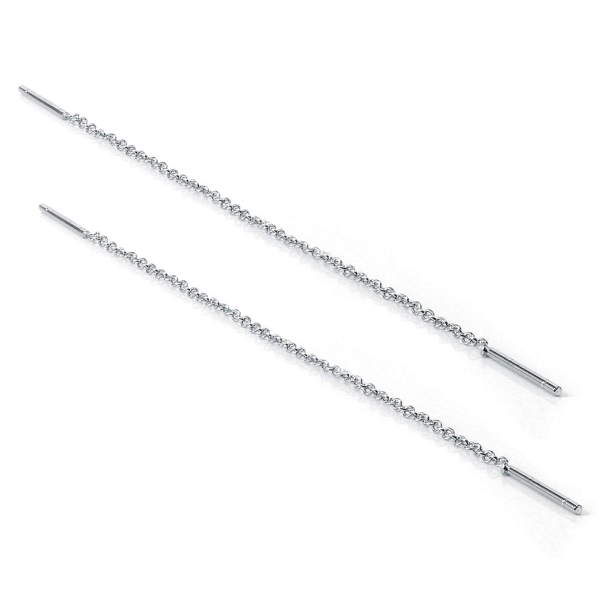 jewelleryboxSterling Silver 12mm Bar Threader Pull Through Belcher Chain Earrings