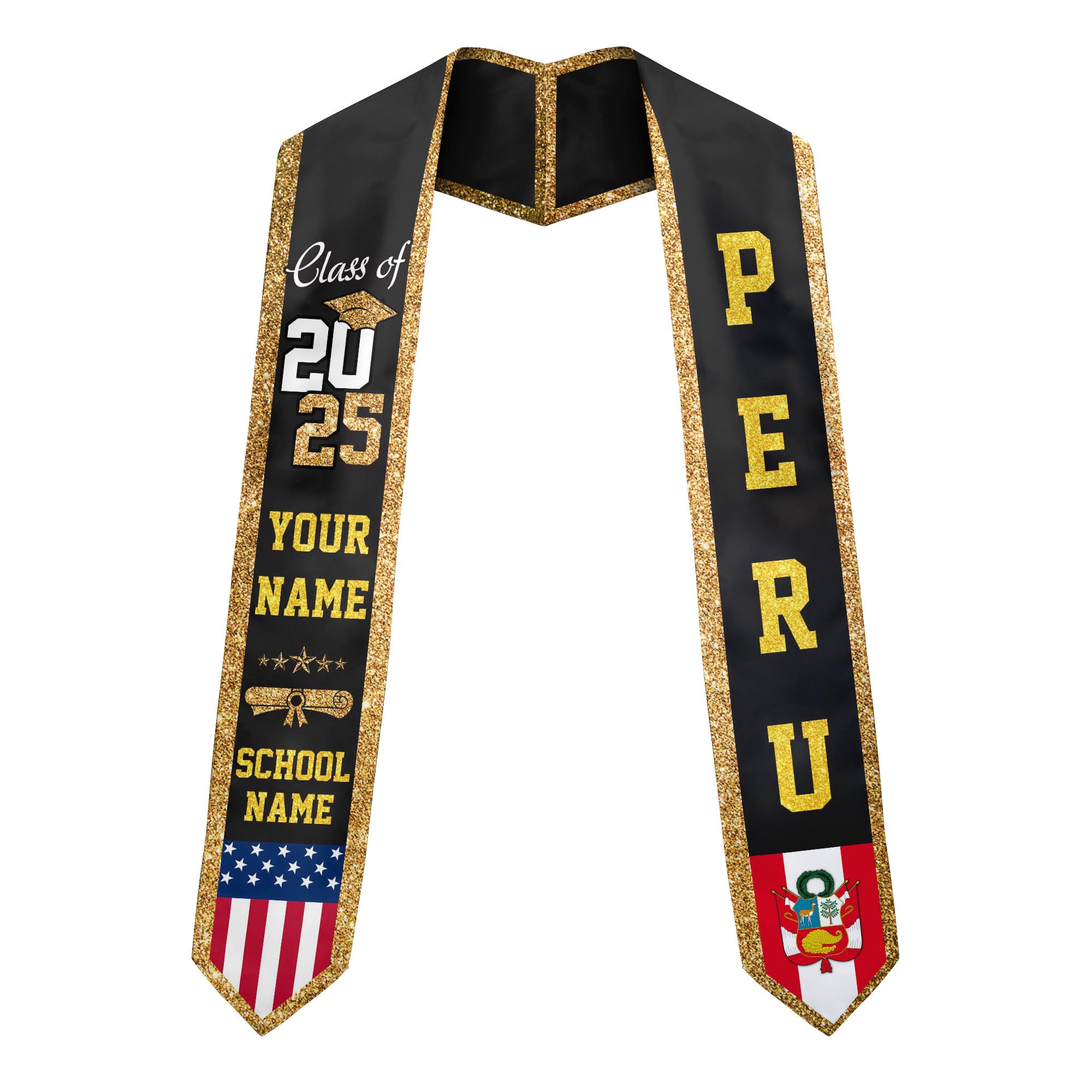 MonkeyVan Personalized Peruvian Graduation Stole, Peruvian Stoles Class Of 2025, Peruvians Graduation Sash, Custom Peru Stole M91