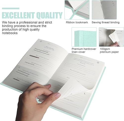 Miniatura 3 de Diario de gratitud, afirmaciones diarias con formato guiado simple, planificador de vida sin fecha, planificador diario, para ti, más felicidad,