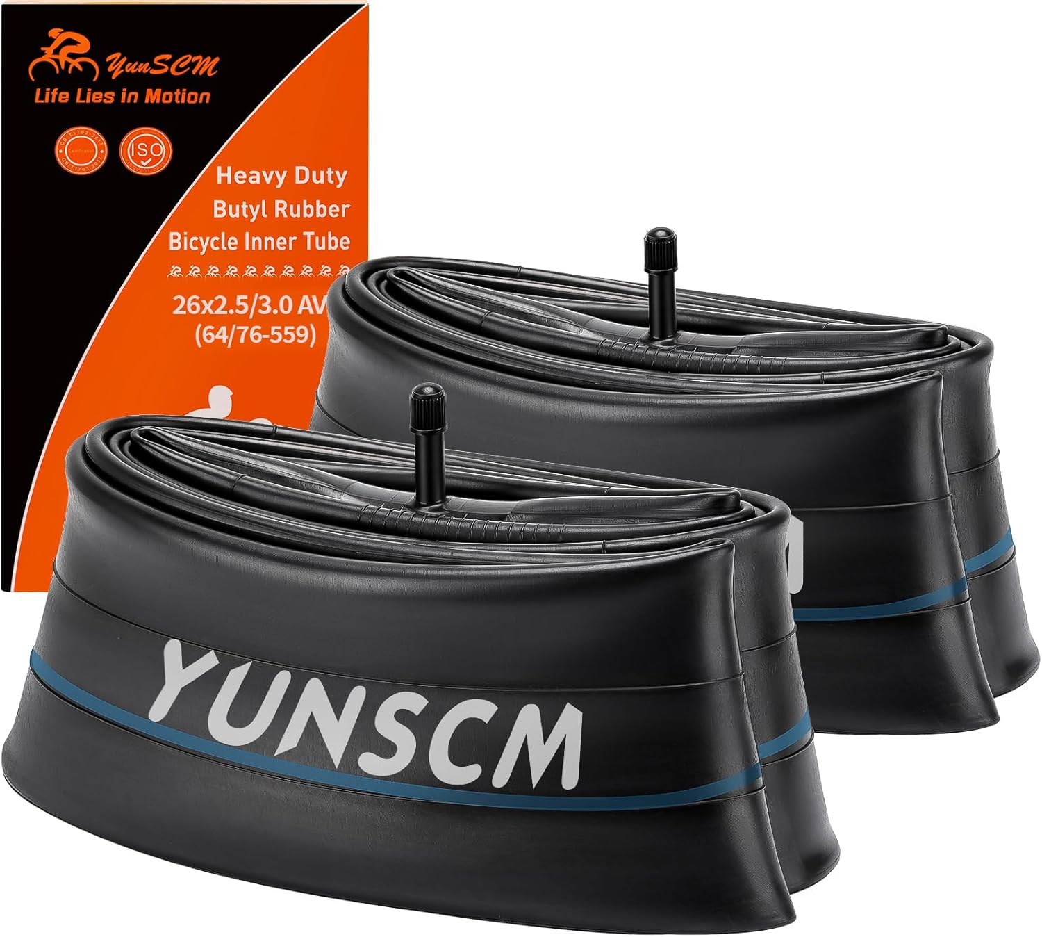 2-PCS 26x3.0 Heavy Duty E-Bike Tubes 26x2.50 26X3.0 AV32mm ETRTO 64/76-559 Inner Tubes 26" x 3.0" Compatible with 26x2.50/2.60/2.80/3.0 E-Bike Bicycle Fat Tire Tubes Schrader Valve