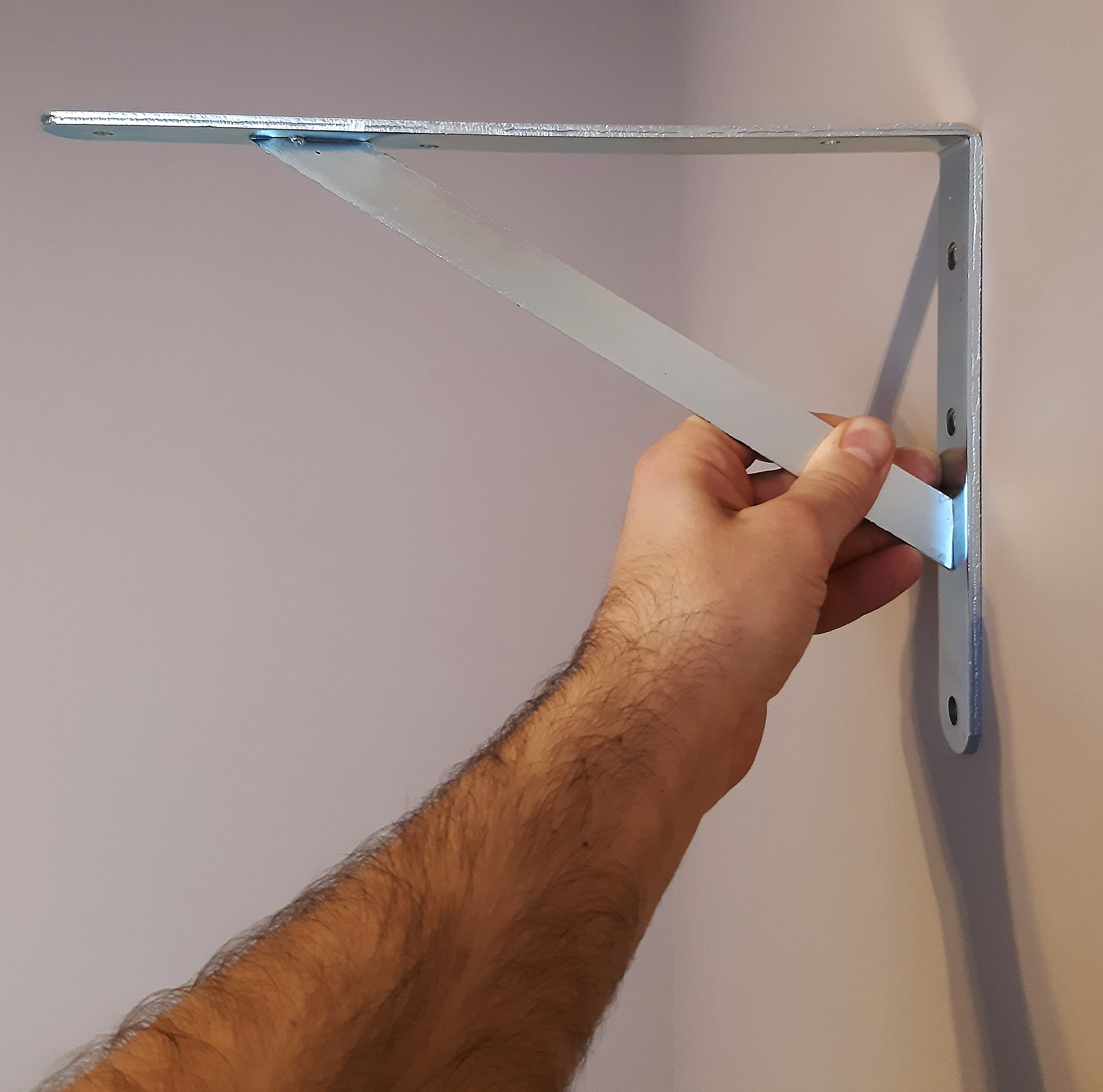 Shelf Bracket Heavy Duty 4mm Thick Galvanised Brackets for Shelves with Wall Mounted Screws M8 x 70mm - Image 3