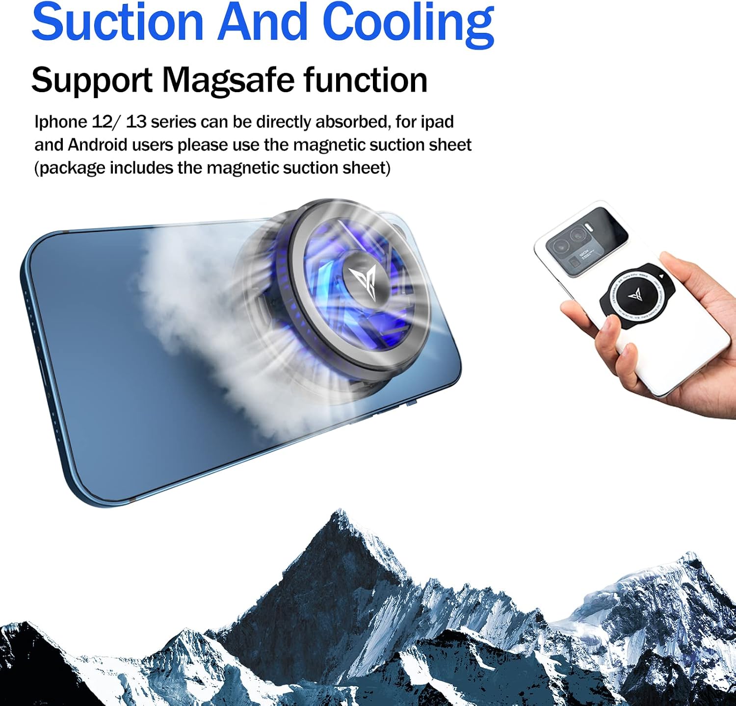 FLYDIGI B5X Magnetic Cell Phone Cooler, Upgraded 10-15W Higher Power Intelligent Frequency Conversion Temperature Control, Larger Cooling Area, Quieter, Portable Cooling Fan for Phone/Tablet/Ipad image 3