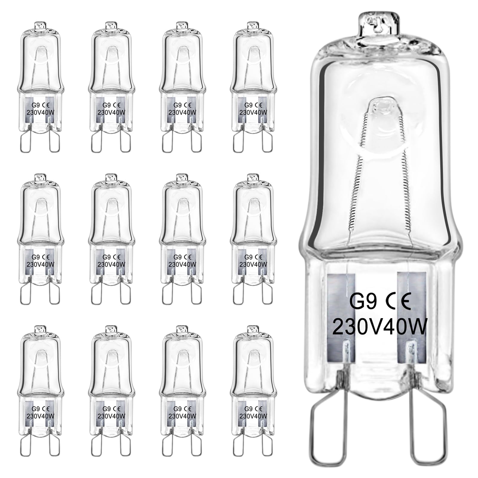 LedWekei G9 Halogen Bulbs,220v 40w Bulb 2 Pin Clear Capsule Lamp Bulb，Dimmable 2700K Warm White Light Bulbs (12 Pack)