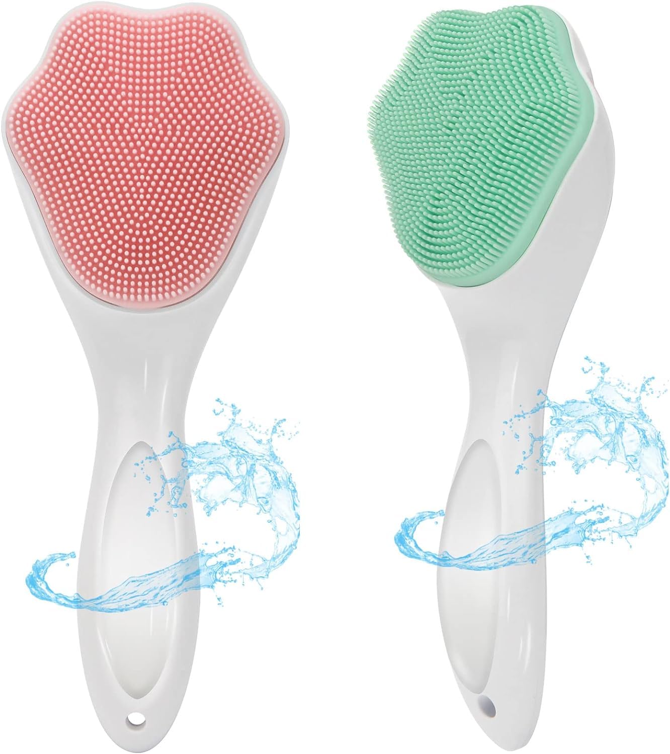 Silicone Face Scrubber 2 Pack Face Brush Exfoliating Brush, Coldairsoap Silicone Facial Cleansing Brush, Handheld Face Wash Brush for Pore Cleansing, Face Skincare, Removing Blackhead (Multi Color)
