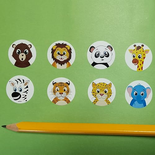 Miniatura 6 de 500 calcomanías redondas de animales lindos en rollo de animales de dibujos animados para niños, suministros escolares, calcomanías de entrenamiento