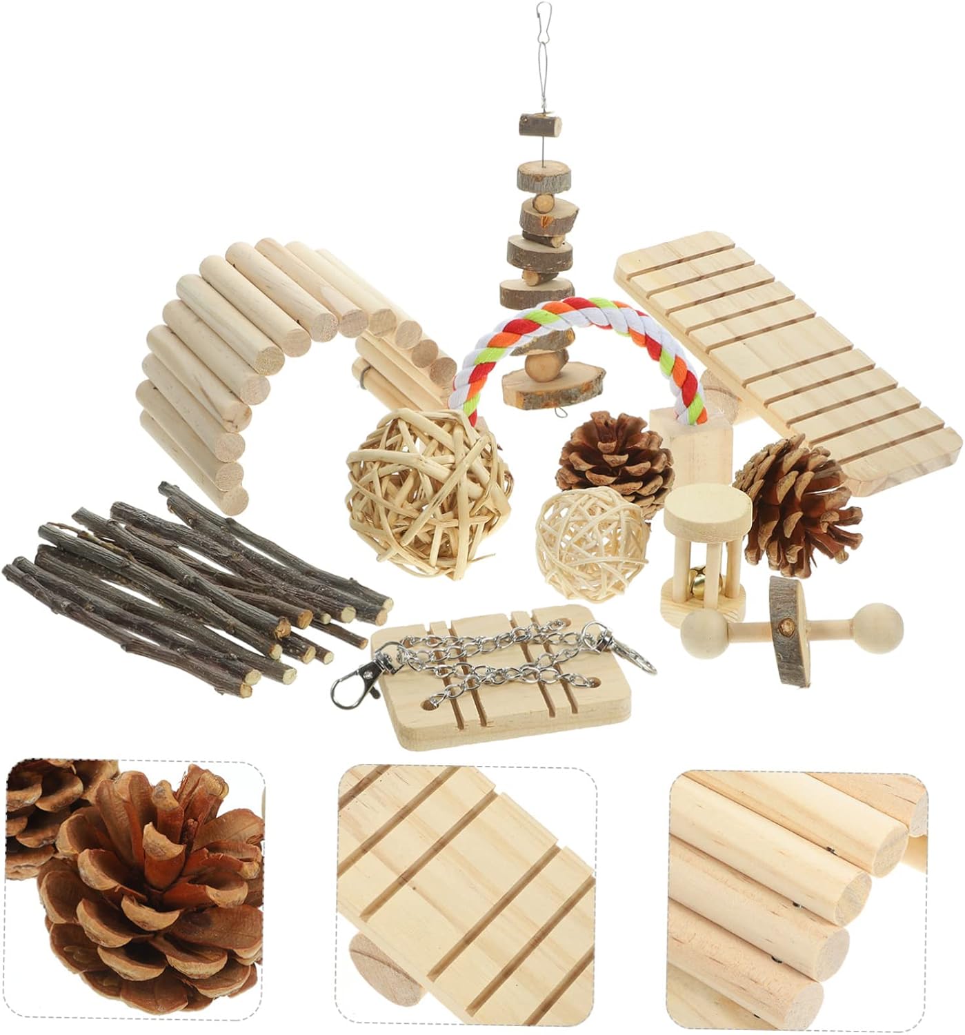 LIOOBO Hamster Chew Toys Set of Rabbit Seesaw Swing Toys Chewing Playthings for Guinea Pigs Chinchilla Rabbit and Guinea Pig Playthings