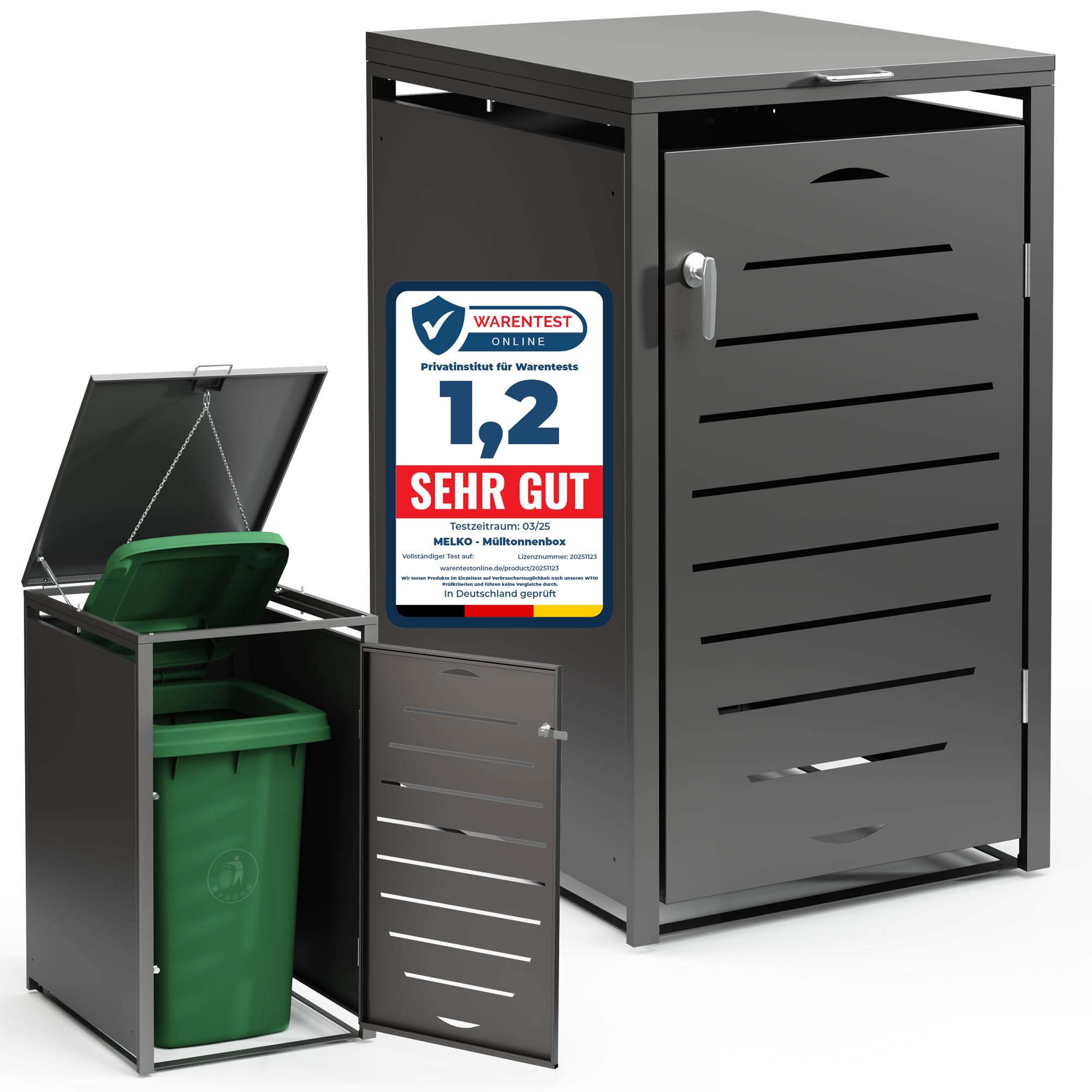 Melko Boîte à poubelles anthracite, extensible à volonté, revêtement pour poubelle de 1 tonne, robuste et durable, capacité jusqu'à 240 l