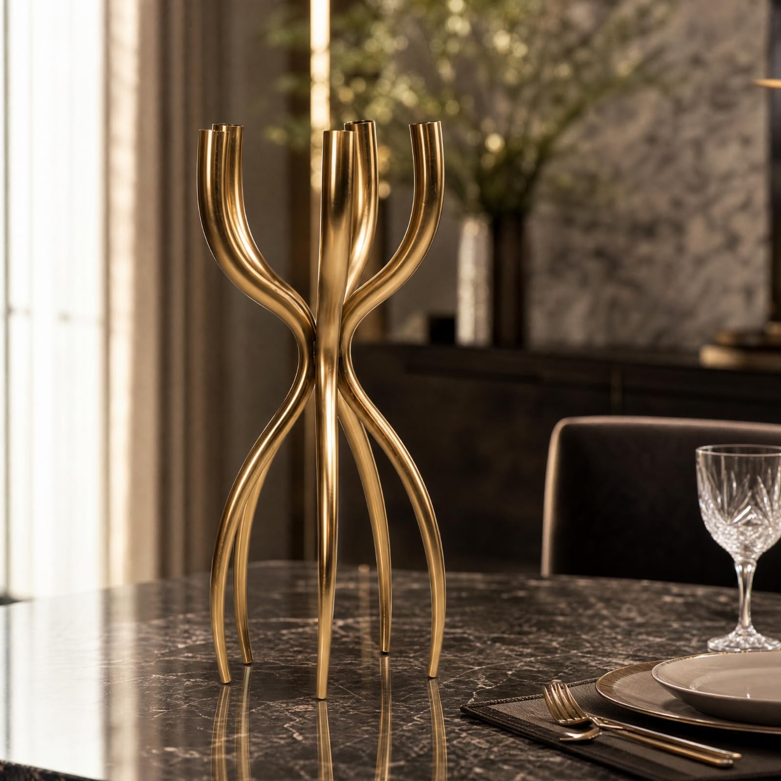 Candélabre Sculptural à Bras Symétrique Chandelier à Bras Entrelacés Moderne Arbre à Bgies Décoratif pr lon, Villas, Intérieurs Modernes, Noir