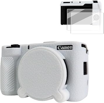 VOVMOEYA Camera Case for Canon PowerShot V1 Case,for Canon v1 Camera Silicone Case,with 2 Ultra Thin Screen Protector,Detachable Lens Cap