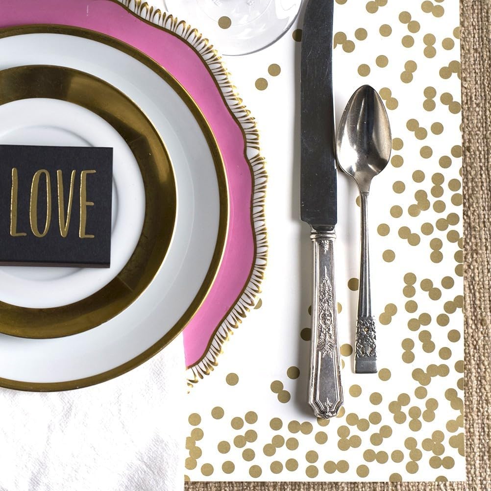 Kitchen Papers Gold Confetti Disposable Paper Placemats for Table - 18 Sheets American Made