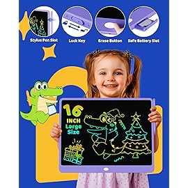 KOKODI LCD Writing Tablet for Kids 16 Inch Colorful Doodle Board, Electronic Drawing Tablet Drawing Pad for Kids, Educational and Learning Kids Toys Gifts for 3 4 5 6 7 8 Year Old Boys and Girls