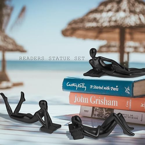 Miniatura 8 de Estatua dorada para mujer de lectura para el hogar, para sala de estar, decoración moderna de estantes, figuras coleccionables de resina