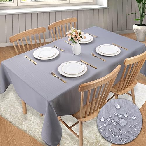 Mantel rectangular de jacquard de 54 x 78 pulgadas, impermeable, resistente a las arrugas, lavable, grueso y suave, de poliéster para cocina, cena,