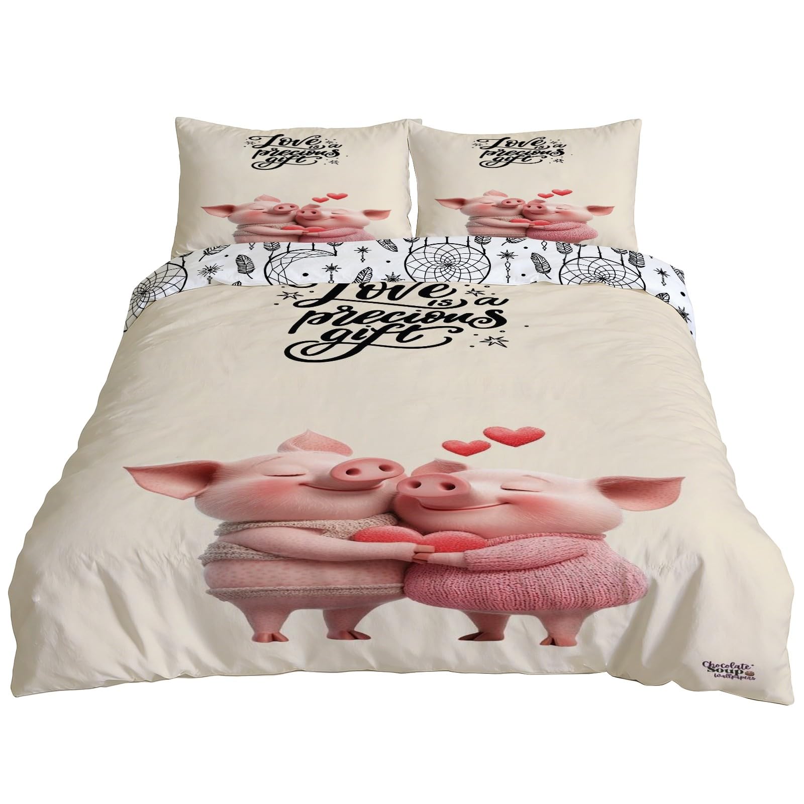 Housse de couette 200x200 lit double avec taies 65x65 parure de lit imprimée animaux
