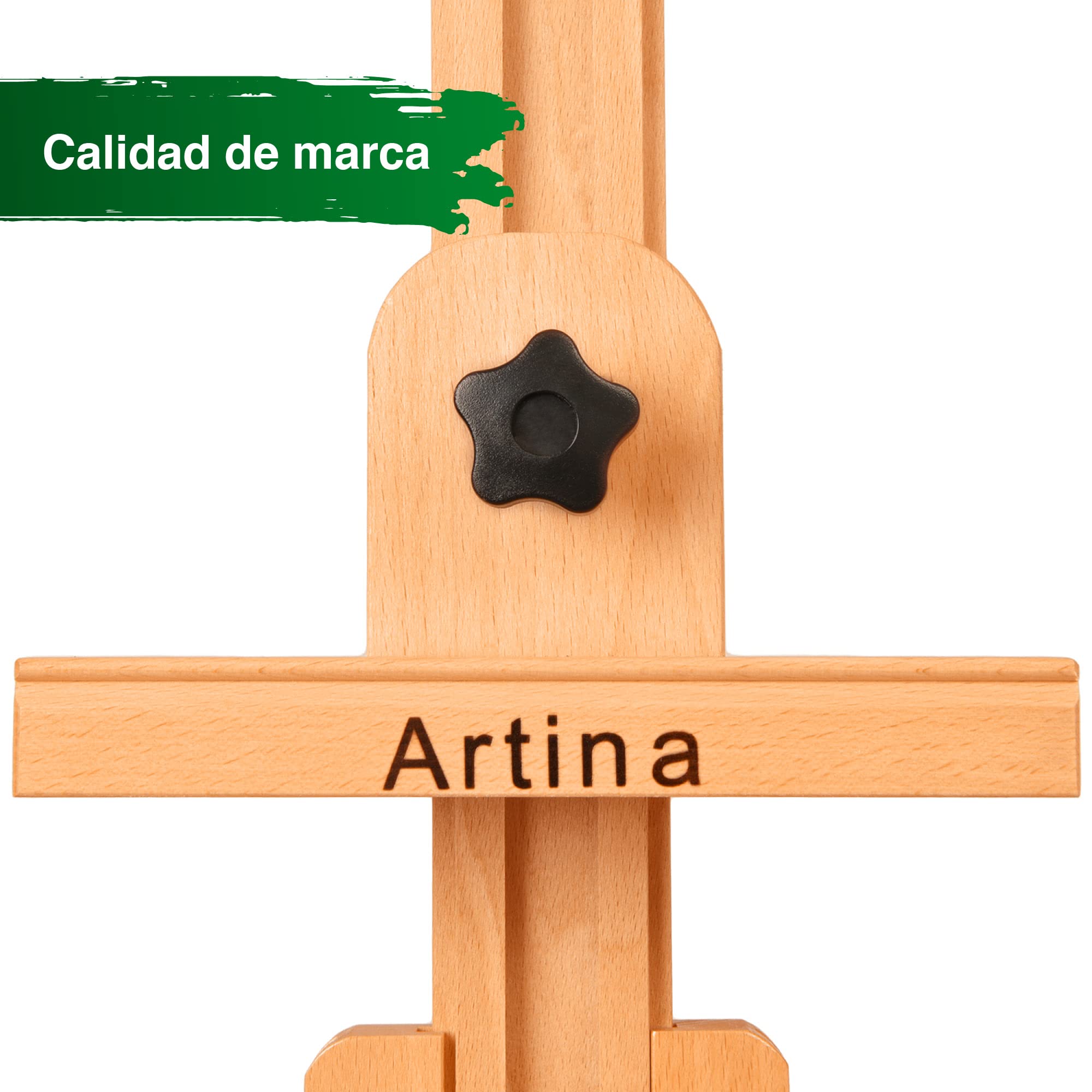Artina caballete de pintura de estudio profesional para lienzos madera haya | maciza de plegable de altura regulable para hasta 150cm artista grande bastidor Napoli