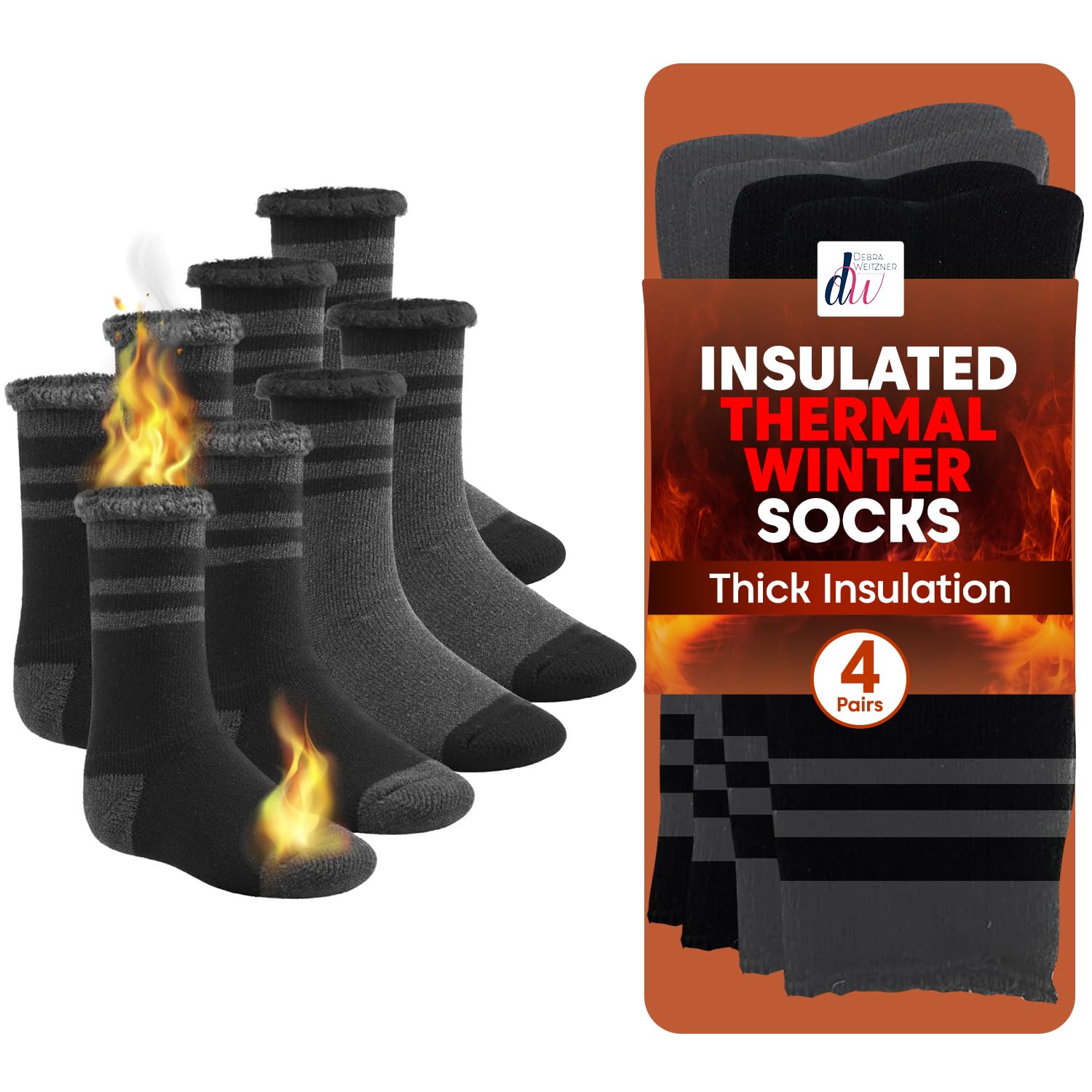Debra Weitzner Thermal Socks For Men Women 4/6 Pairs Thick Heated Warm Winter Boot Socks - Insulated Extreme Cold Weathers