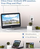 Vista 3 de [Dual Lens 2K+2K&10X Zoom] Home Wireless Security Camera System with 12.5" LCD Monitor Outdoor, 10CH Kit 4PCS House WiFi Camera 1TB HDD