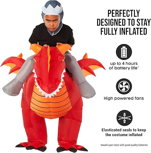 Miniatura 3 de Morph Disfraz de dragón inflable rojo para niños, disfraz de dragón para niños, disfraces de Halloween inflables para niños, disfraces de Halloween