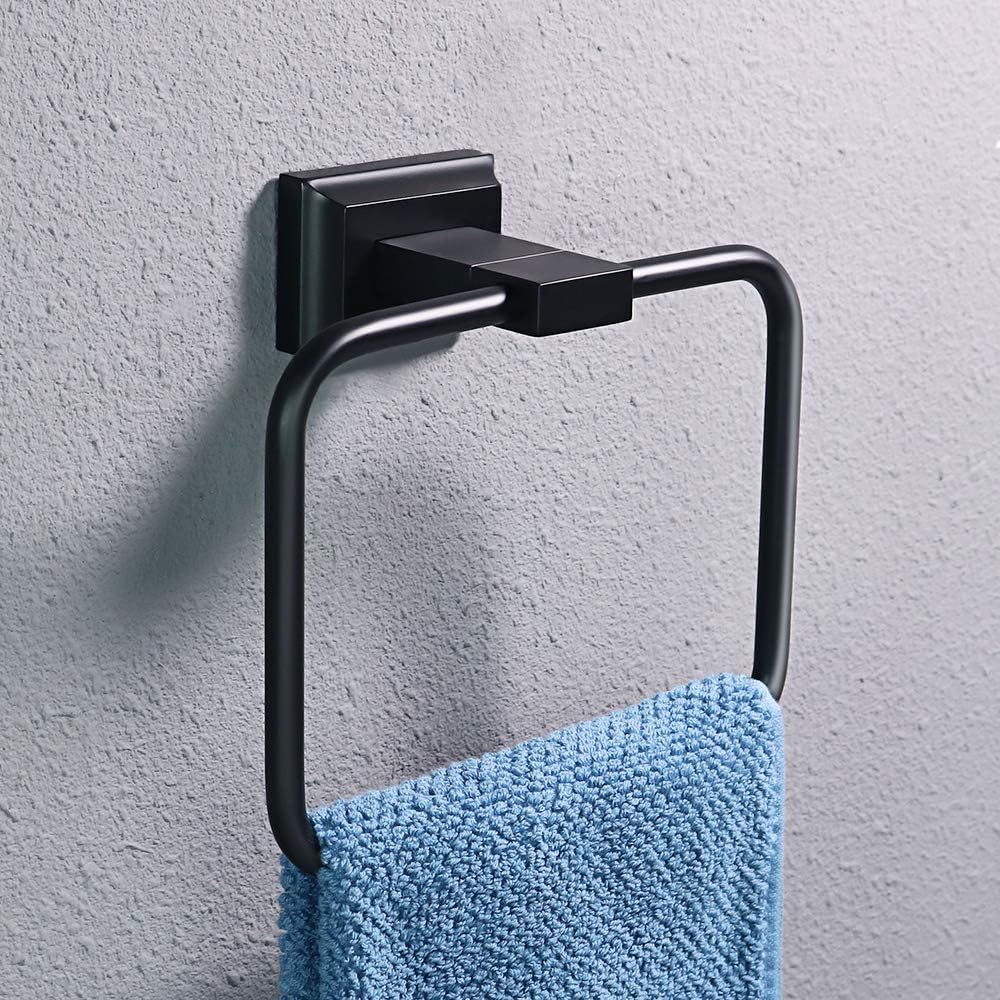 Authentic Crazy Deals Alise Bathroom 4-Piece Accessory Set,Double Towel Bar Towel Hook Towel Ring and Toilet Paper Holder Wall Mount,GOY3604B-SET SUS 304 Stainless Steel Matte Black