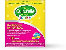 Culturelle Probiótico Júnior, Com Lactobacilos, Sem Glúten, Sem Lactose, Para Bebês, Crianças e Adolescentes a partir de 1 ano, Sem Sabor, 30 Sachês