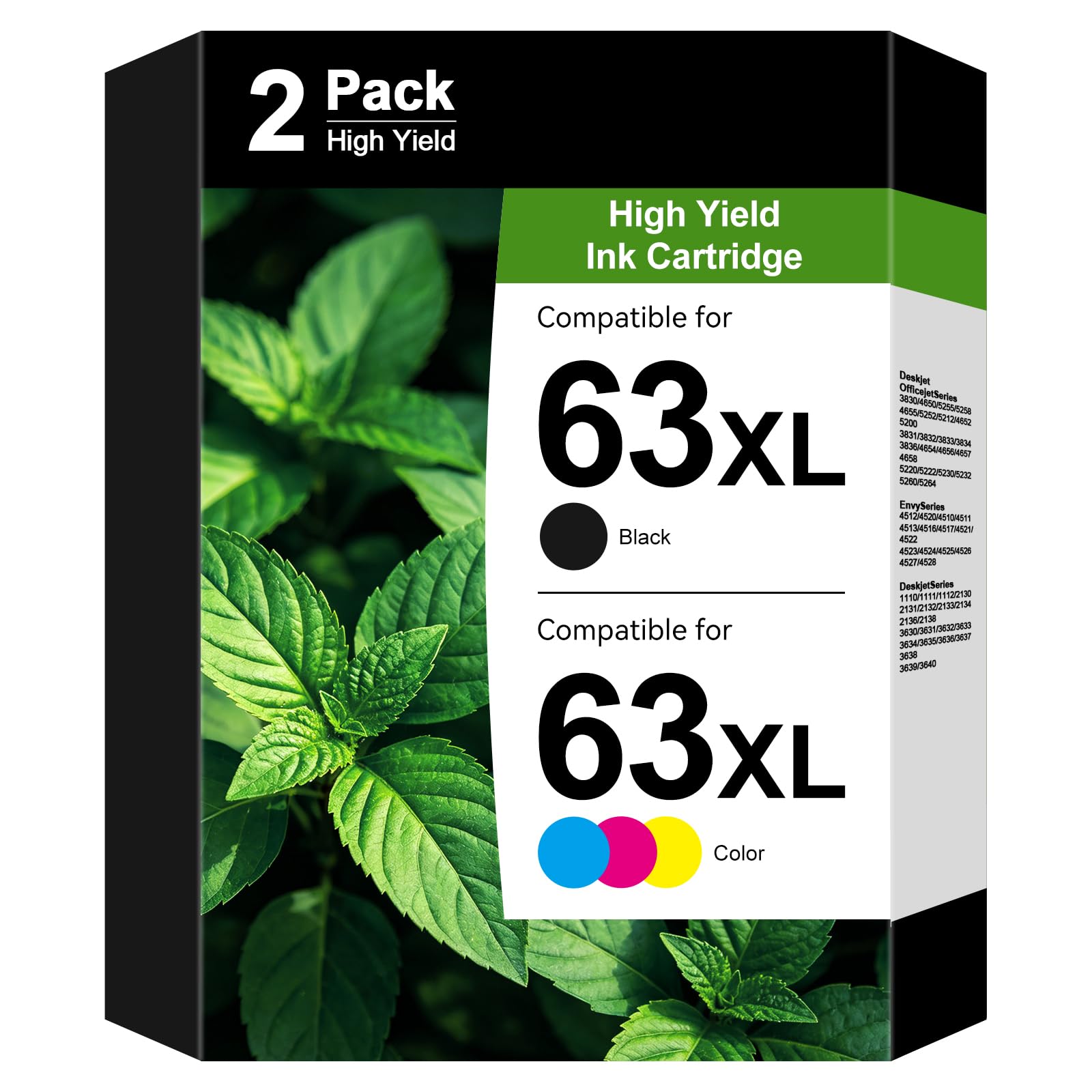 63XL Ink Cartridges Black and Color for HP 63 63Xl Ink Cartridge Combo Pack | Replacement for Hp Ink 63 Work for Envy 4520 Officejet 3830 4650 5258 5255 4655 5200 Deskjet 1112 2130 3630 Printer 2-Pack