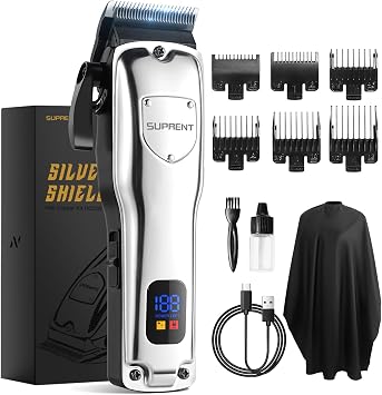 SUPRENT Cordless Hair Clippers for Men Professional Hair Cutting Trimmer with LED Display Trimmer for Barbers & Home Use