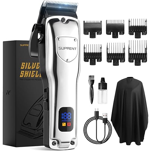 SUPRENT Cordless Hair Clippers for Men Professional Hair Cutting Trimmer with LED Display Trimmer for Barbers & Home Use