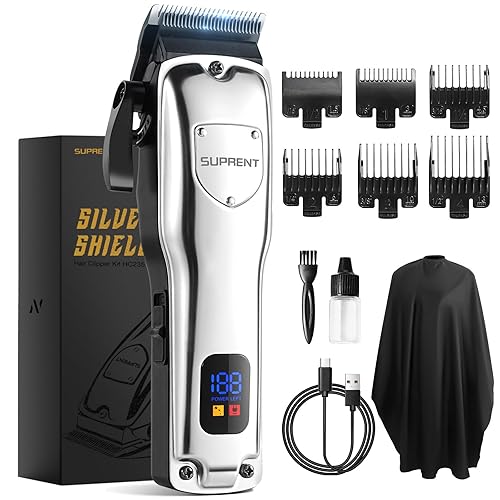 SUPRENT Cortadora de pelo inalámbrica para hombres, recortadora de pelo profesional con pantalla LED para barberos y uso doméstico