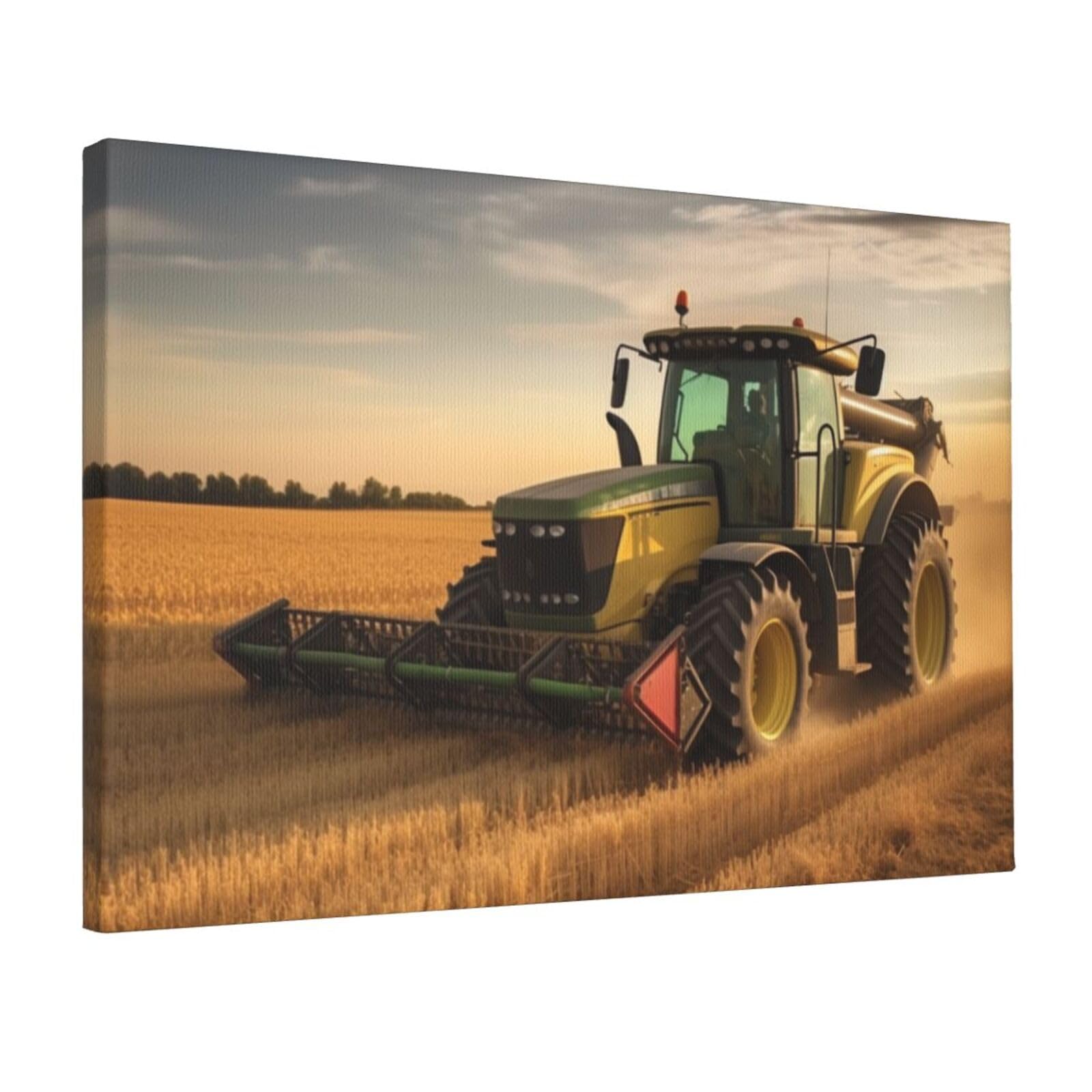 Canvas Wall Art for Living Room Wall Decor 12"x18" Modern Artwork Painting Pictures Hanging Canvas Prints Farm Tractor Harvest Aesthetic Wall Art for Bedroom Bathroom Office Wallart Decor