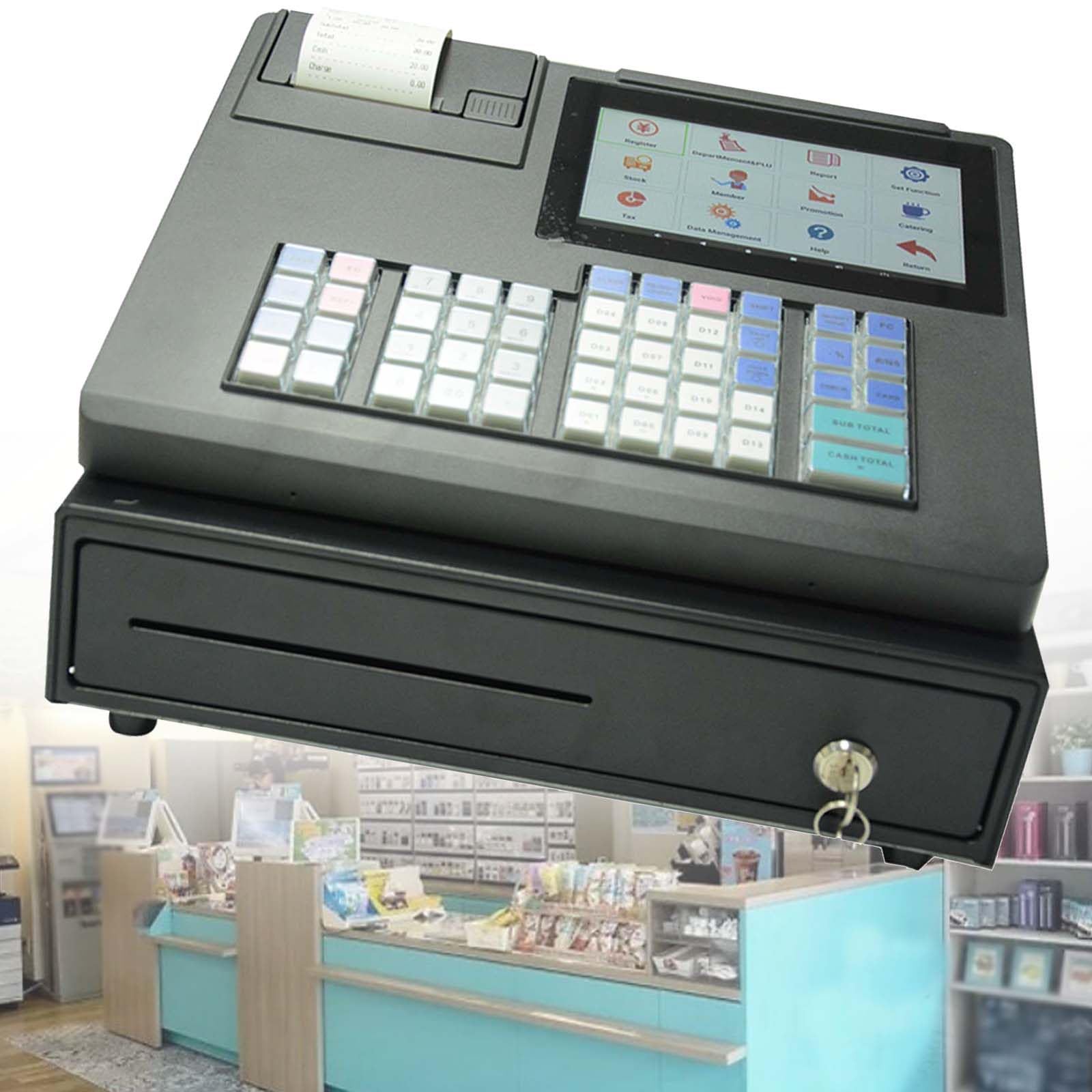 Wielofunkcyjna kasa fiskalna, Elektroniczna kasa fiskalna z wyświetlaczem LED z wyjmowaną tacą na pieniądze i drukarką termiczną, Wielofunkcyjna kasa fiskalna dla małych firm/handlu detalicznego/resta