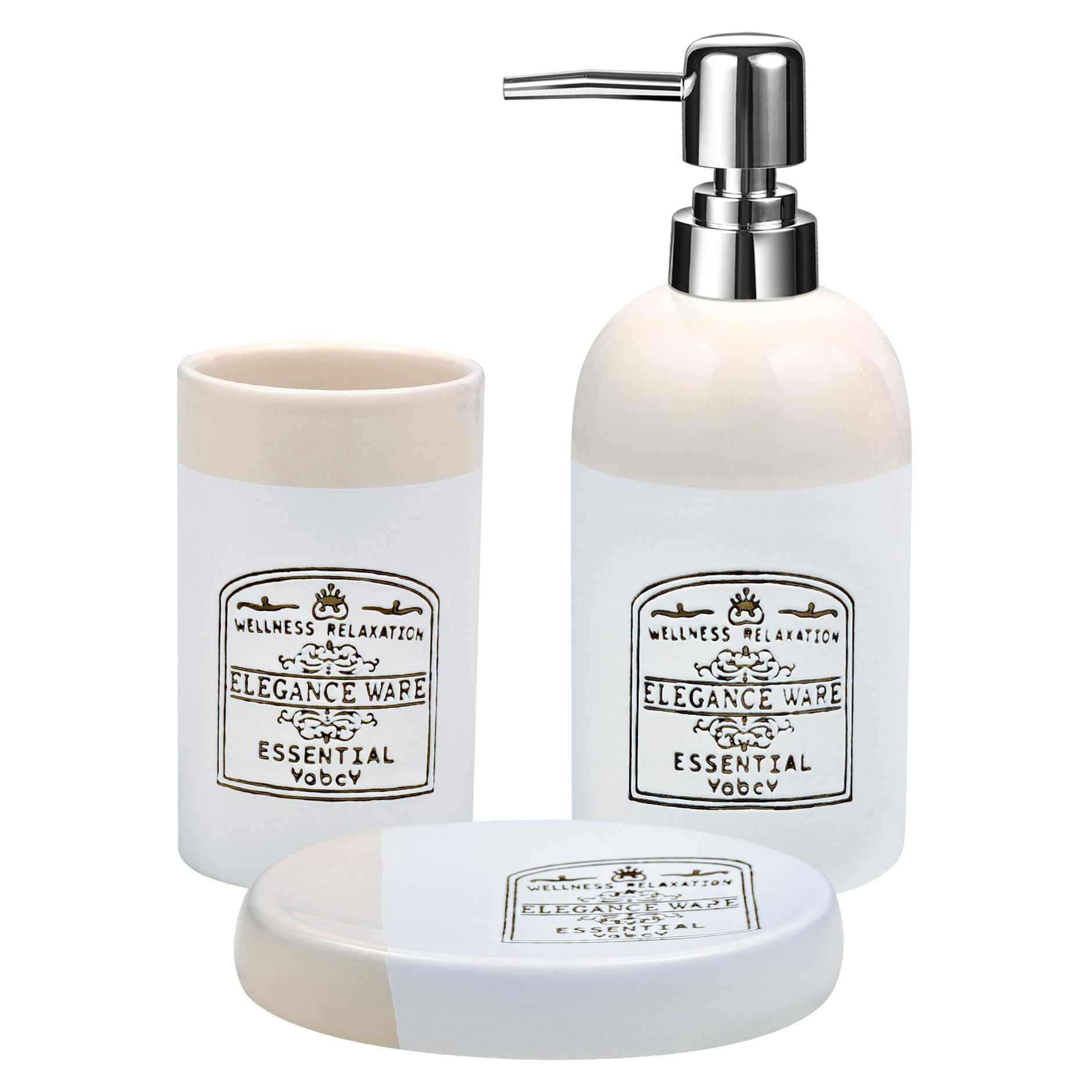 Ensemble salle de bain blanc 3 pièces - Accessoires de comptoir élégants pour une pièce organisée