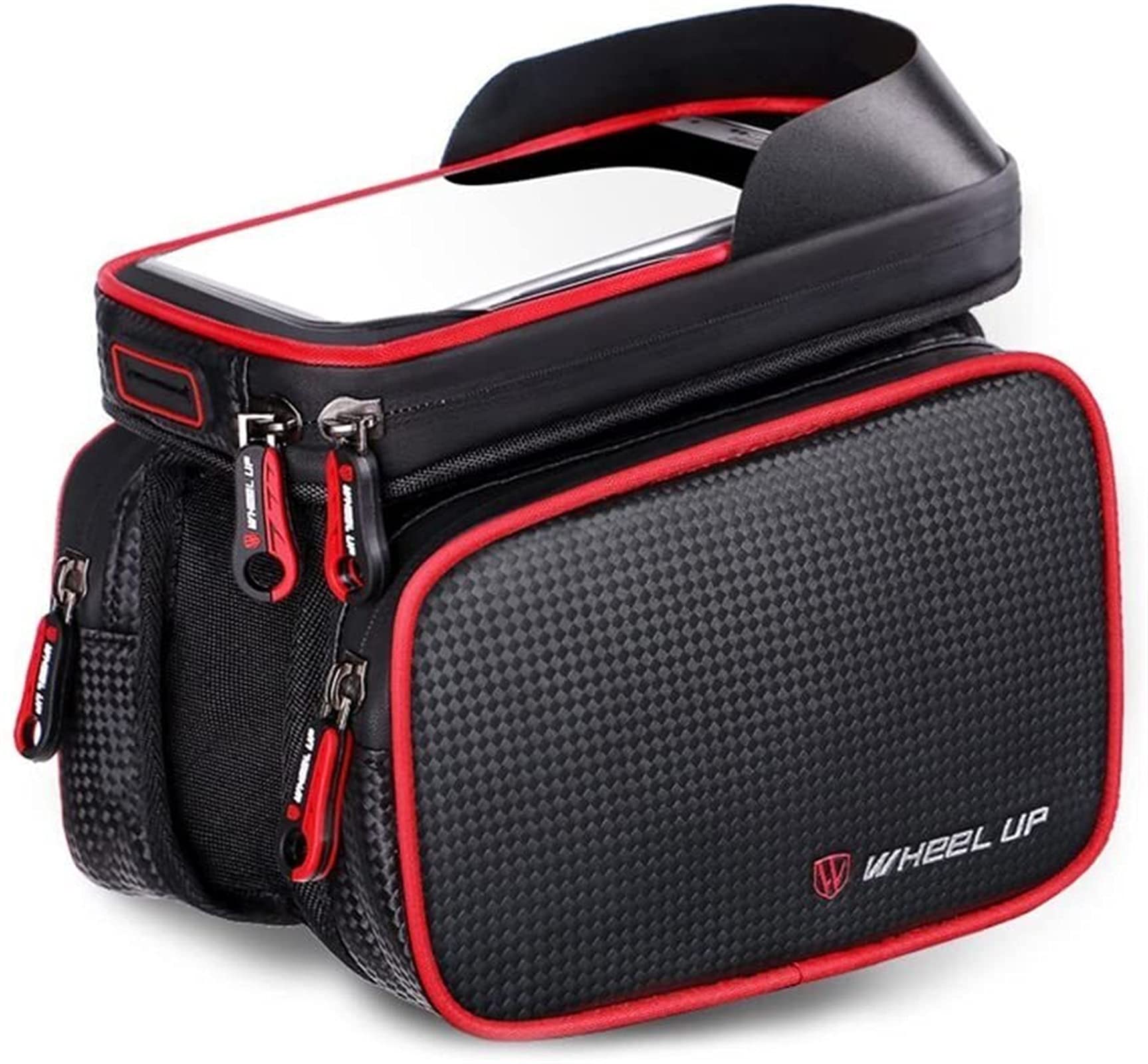 Torba na rowerze torba górska rowerowa rowerowa torba wyposażenie wodoodporne frontowa belka torba na telefon komórkowy torba jeździecka rowerowa (2 szt.) (Color : Black+Red)