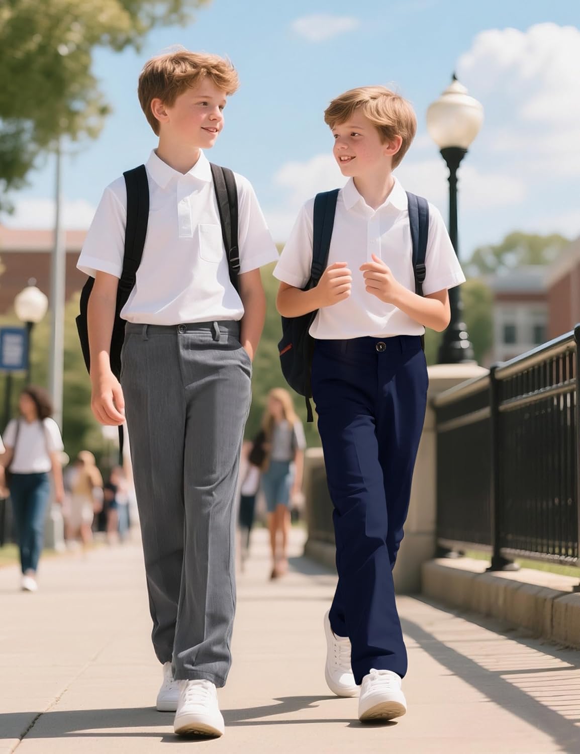 Boys Dress Pants School Uniform Golf Pants for Boys Adjustable Waist Twill Chino Pant Size 7-14Years - Image 2